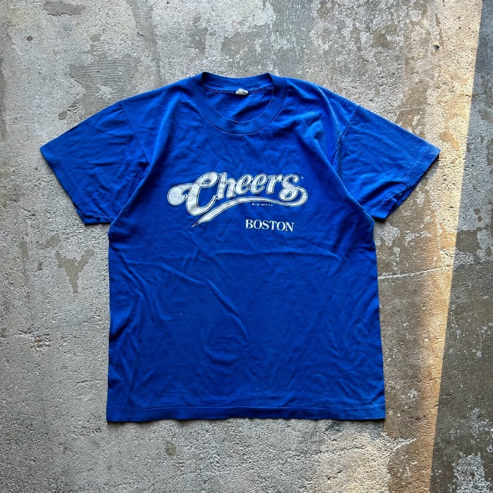 Vintage 1987 Cheers Boston Single Stitch T-Shirt Blue Size Large